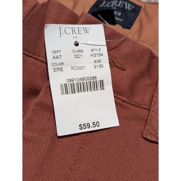J. Crew Men's Driggs Slim Fit Chinos, Dusty Red, Size 31x30 NWT - Picture 4 of 8